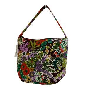 Vera Bradley Slouchy Bucket Shoulder Bag Evening Garden Floral NWT
